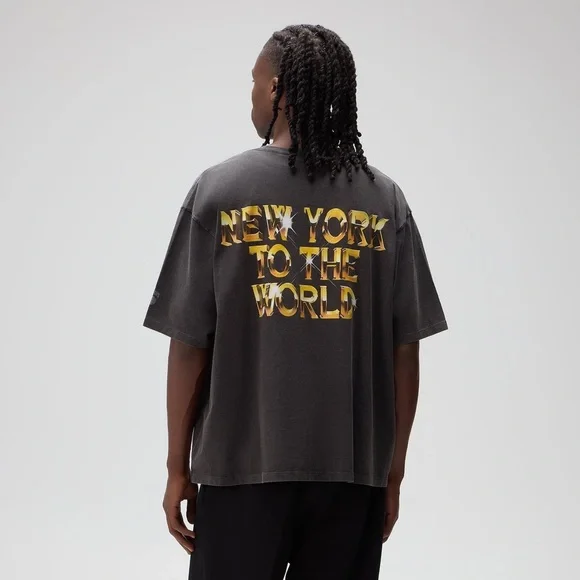 Kith for New York Knicks Gold Vintage Jones Tee Black Cotton T-Shirt Size XL
